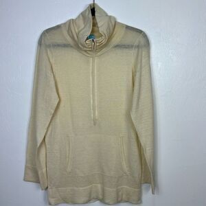 Barney’s New York Co-Op Pale Yellow Wool Cashmere Blend 1/2 Zip Sweater Size M